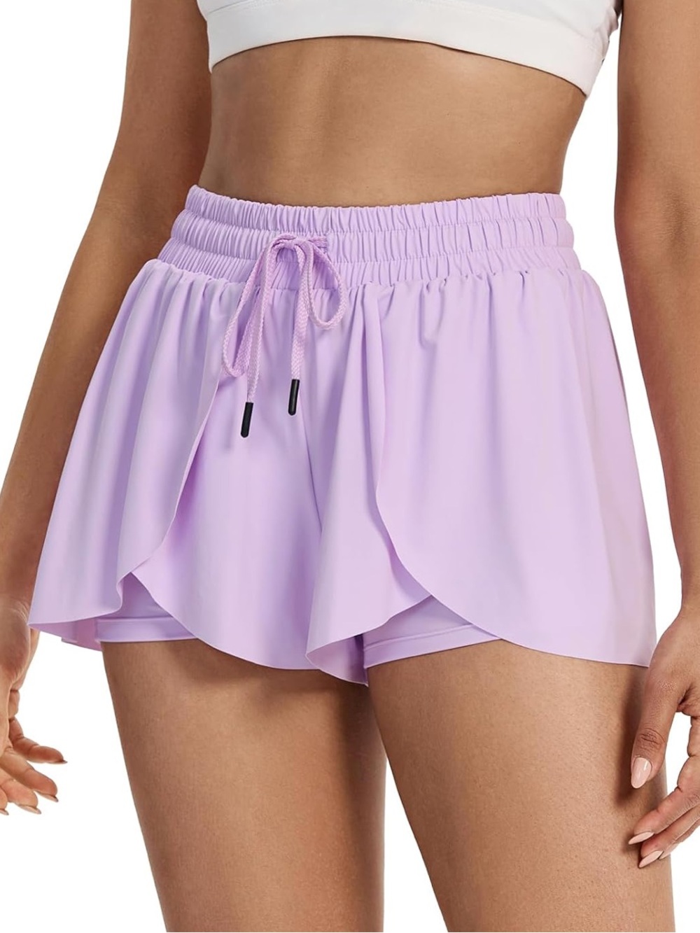Women’s Athletic Layered Shorts with Drawstrings and pockets